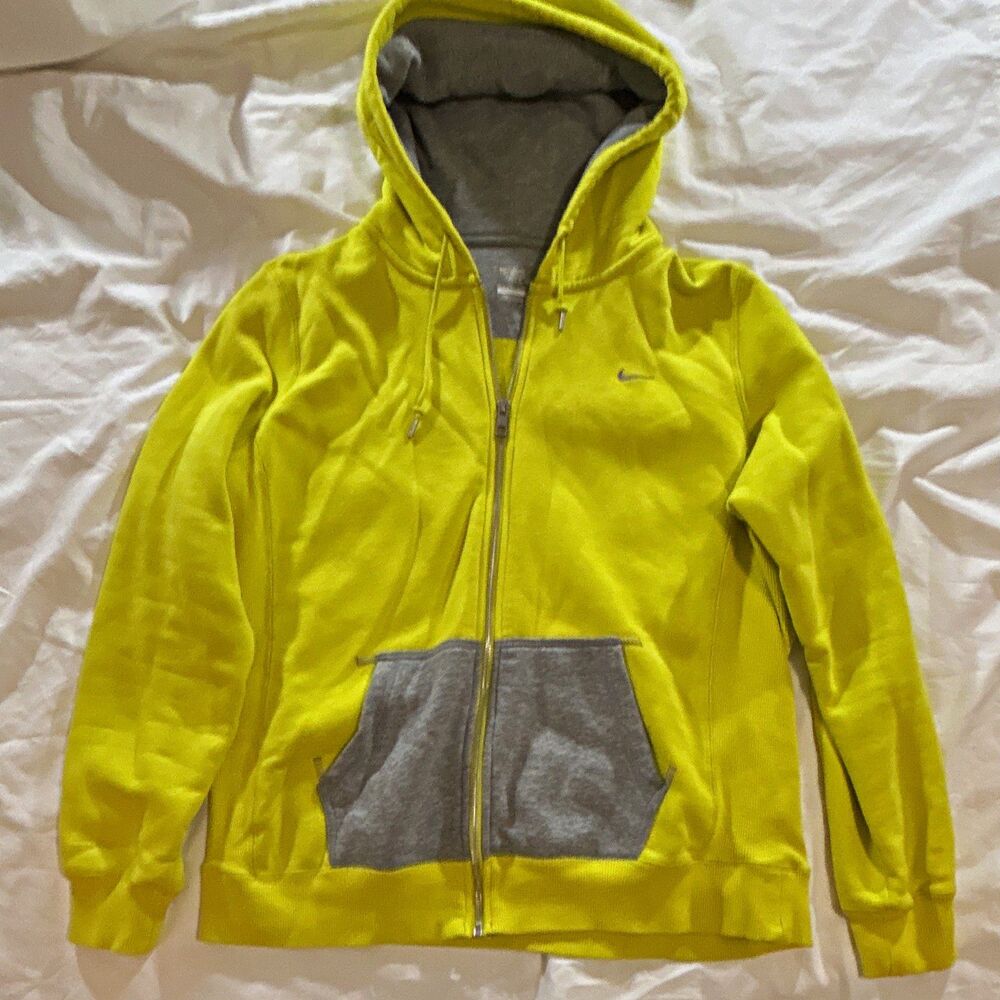 Nike Athletic Dept Men's Yellow Gray Full Zip Hoodie Logo Pockets XL